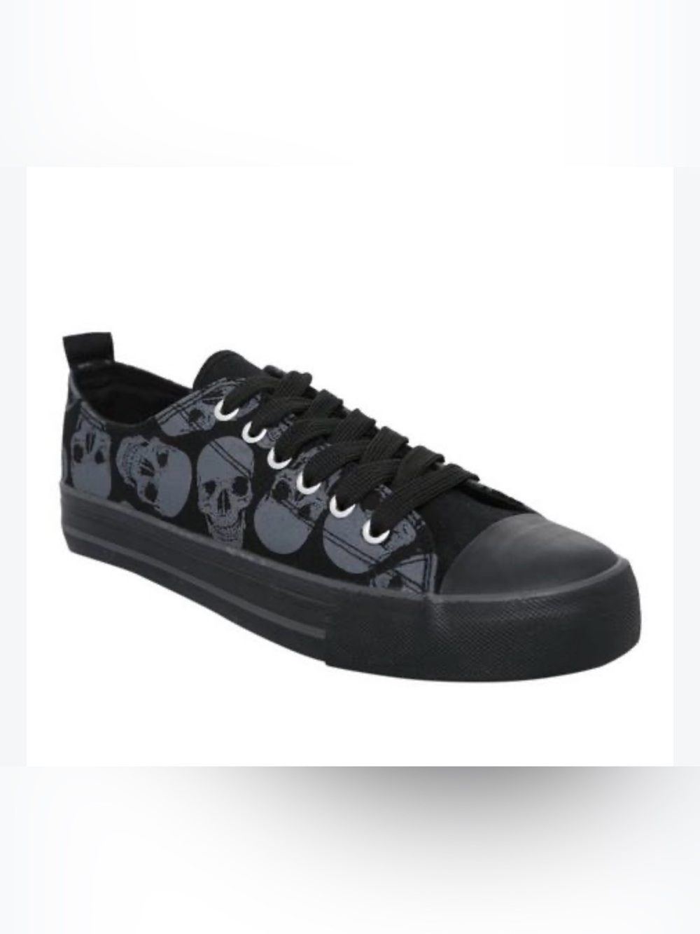 Hot Topic Black Sneakers with Gray Skull Print